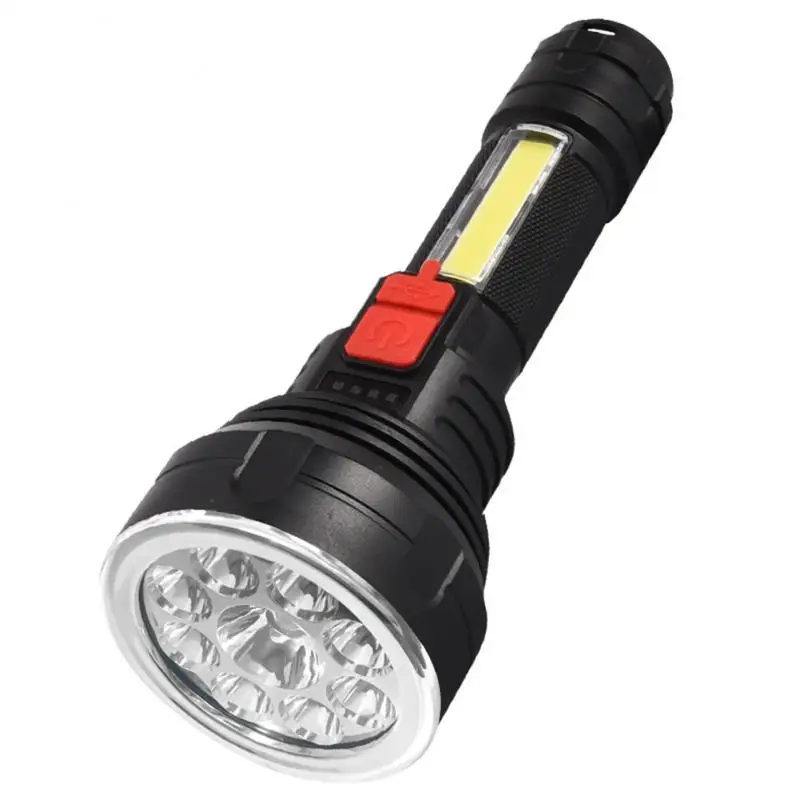 

Strong Light Flashlight Long Distance Tactical 9LED Torch Outdoor Waterproof COB 4 Modes USB Rechargeable Bicycle Flashlight