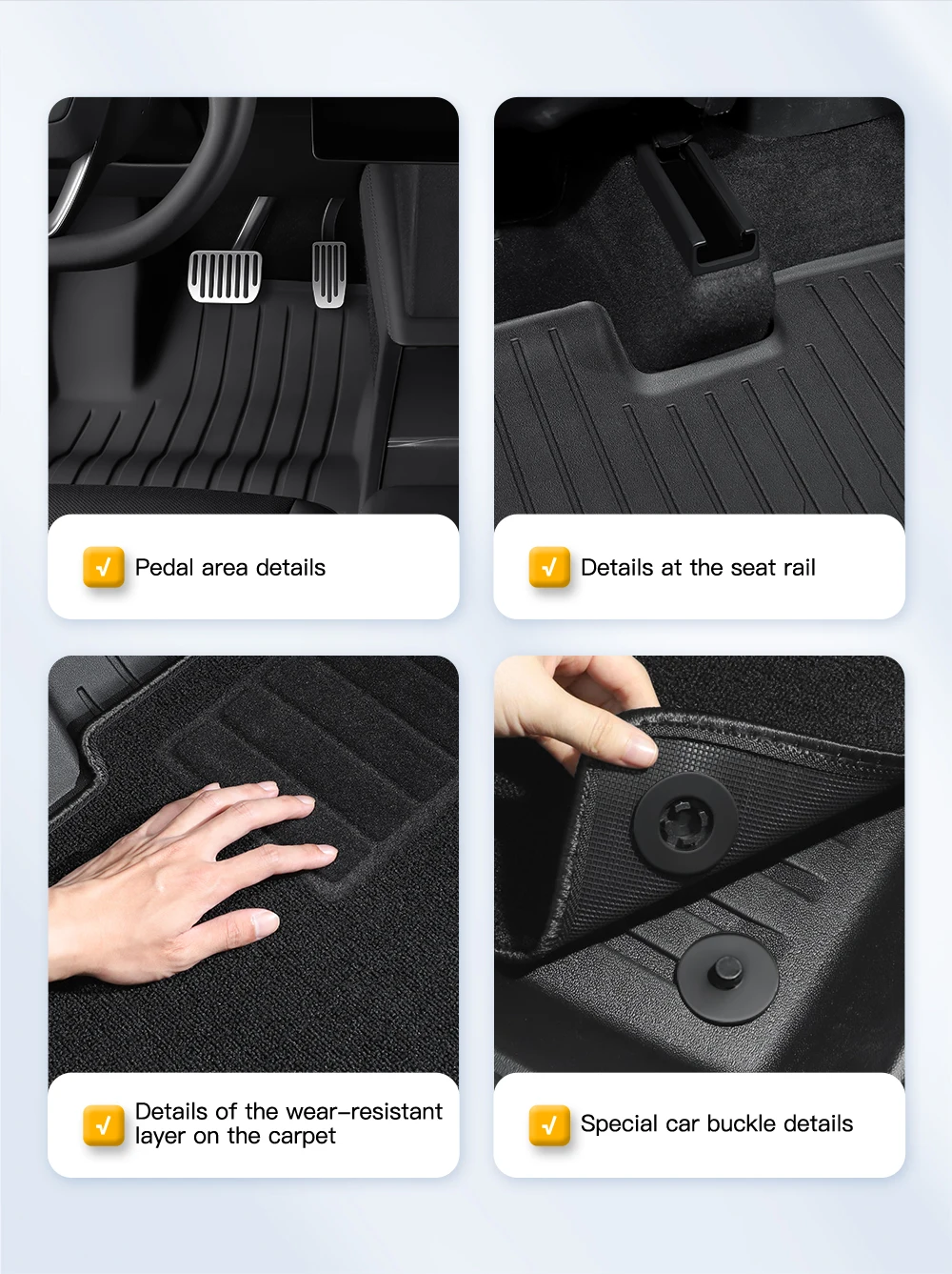For Tesla Model 3 2021-2023 Model 3 Highland 2024 TPE Floor Mats Waterproof Lugg
