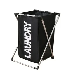 Foldable Waterproof Laundry Basket with Three Compartments - Large and Durable Clothes Organizer (Black 1 Grids)