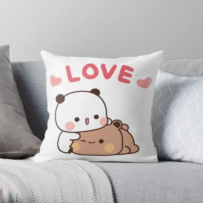 Panda bear hug Bubu duda Mochi Peach Cat Throw Pillow Bedroom Sofa Anime Bed Fashion Pillowcase throw pillow cover45*45 2