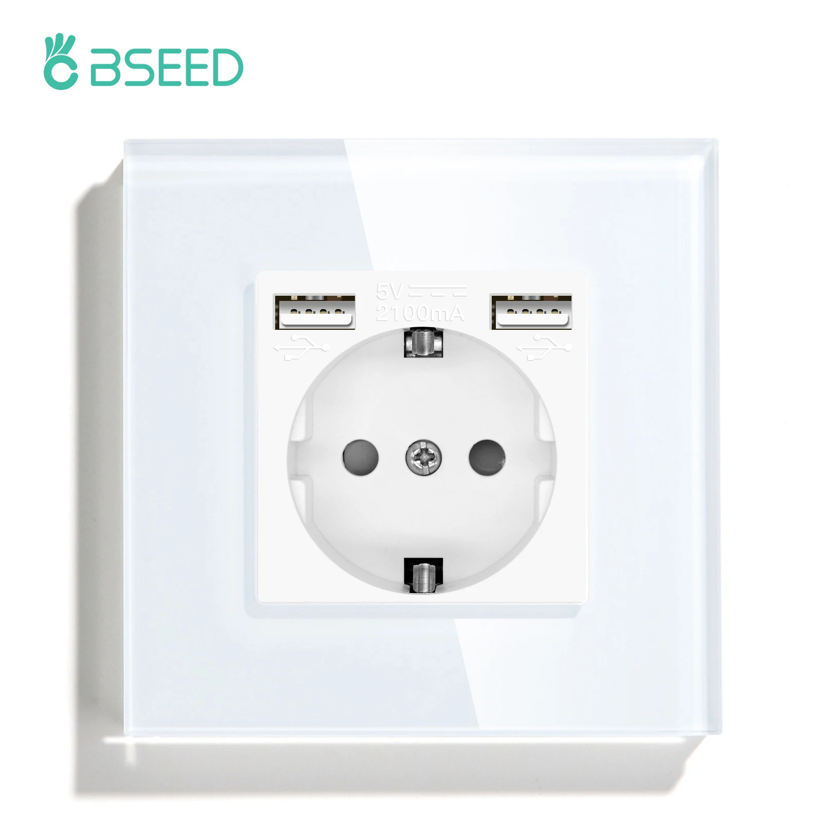 BSEEDLIFE Schuko stopcontact met USB-C 20 W PD USB-A, inbouw 86 x 370 mm, 16 A EU stopcontact met glazen frame, snel opladen, type F met aarding, eenvoudige installatie (klapklauwen), 5-voudig zwart
