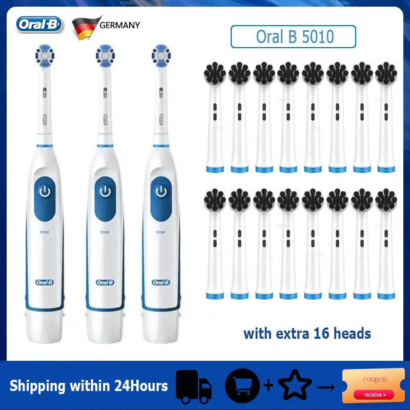 Oral B-escova de Dentes Elétrica com Cabeças de Substituição Extra Rotação Alimentada Dentes Limpos Escova Sônica Bateria 5010 4010