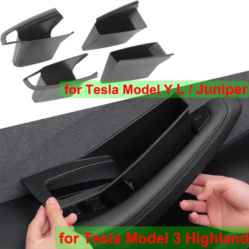 For Tesla New Model Y L Juniper 2026 Accessories Door Handle Storage Box Model 3 Highland Inner Handle Organizer Container Tray