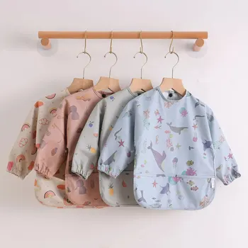 Long Sleeve Baby Feeding Apron, Waterproof 1