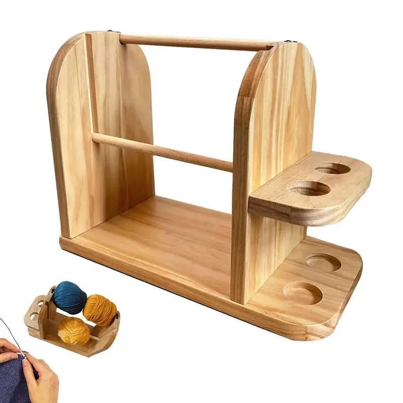 Supporto per filato di legno doppio distributore di filati di legno rotante supporto per maglieria accessori per uncinetto bobina di filo strumento per avvolgitore di palline di lana