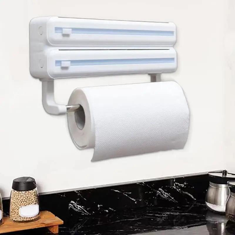 Cling Wrap Dispenser Wall Mount Kitchen Aluminum Foil Storage