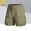 Men's Nylon Ice Silk Cargo Shorts 5-Pocket Summer Quick-Dry Casual Workout Shorts Trendy Zipper Mid-Length Streetwear 3