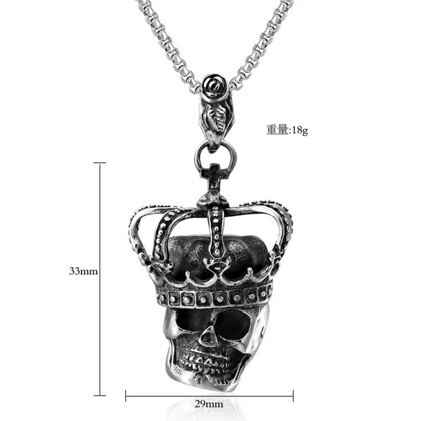 Unisex Viking Retro Crown Skull Stainless Steel Pendant Necklace Punk Biker Jewelry