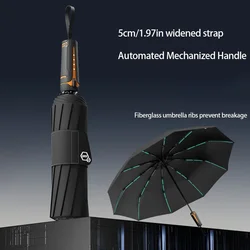 Ribbed Windproof Sunshade Umbrella with UPF 50+ UV Protection - Sturdy Dual - Purpose Business Umbrella - 10K (Black)