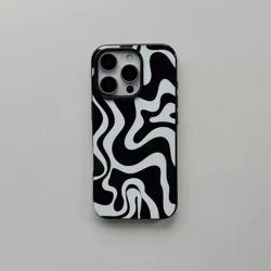 Timeless Black & White Zebra Stripes Water Ripples Phone Case - iPhone 12 Mini (WHITE)