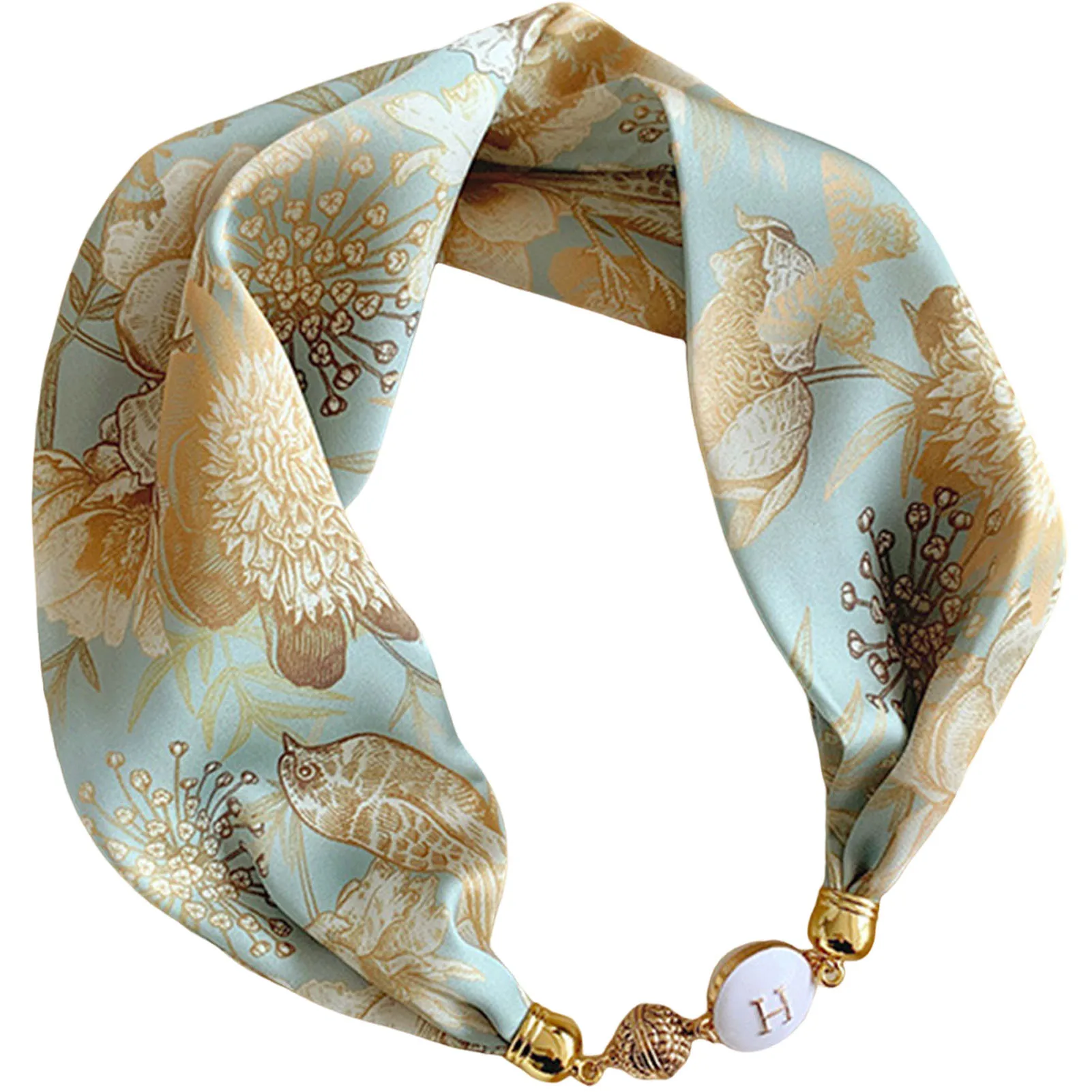 Printed Silk Women's Head Scarf Breathable Comfortable Fabric Shawl Scarf for Daily Casual Shopping Dating Wear 6