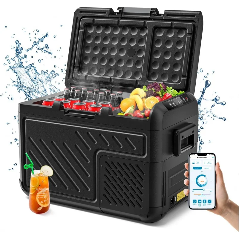 

WOLFBOX Upgraded 12V Portable Refrigerator, 26 Quart Car Fridge, RV Car Refrigerator with 12/24V DC 100/240V AC, Electric Cooler