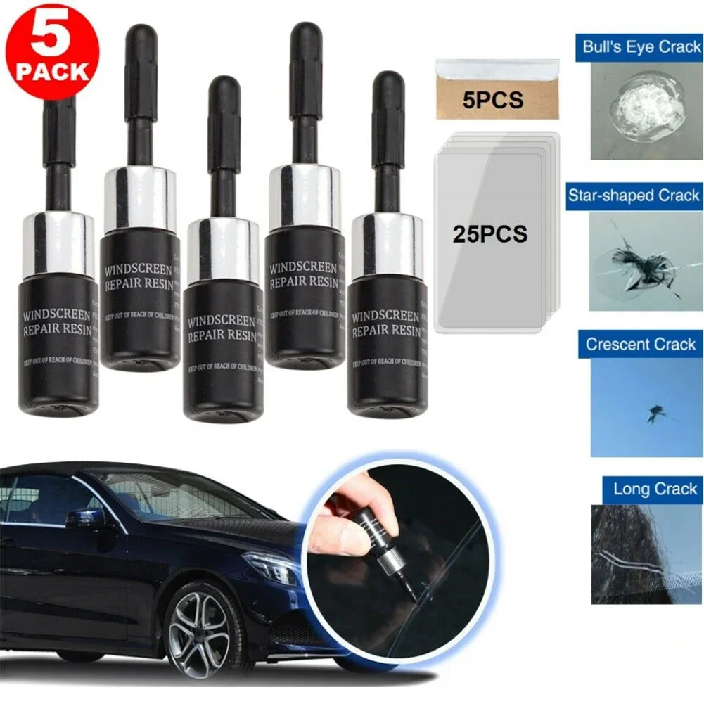5Pcs Car Windshield Repair Glue Kit Glass Nano Repair Fluid Auto Windshield Resin Crack Tool Kit 3ml auto glass repair fluid,windshield repair kit,automotive glass repair