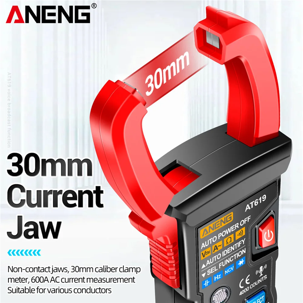 ANENG AT619 Digital Clamp Multimeter AC/DC Electrical Current Tester Voice Broadcast 4000 Counts Auto-ranging Measurement Tools