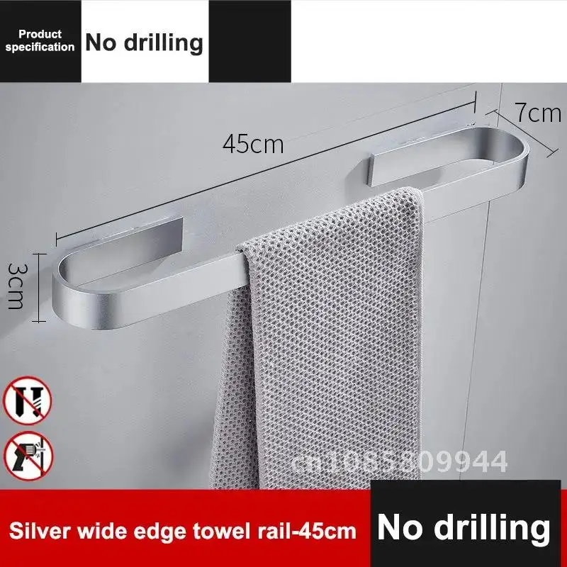

Bathroom Towels Rack Hanger Black Silver Space Aluminum Wall Hanging Towel Bar Organizer Kitchen Storage Shelf Towel Holder