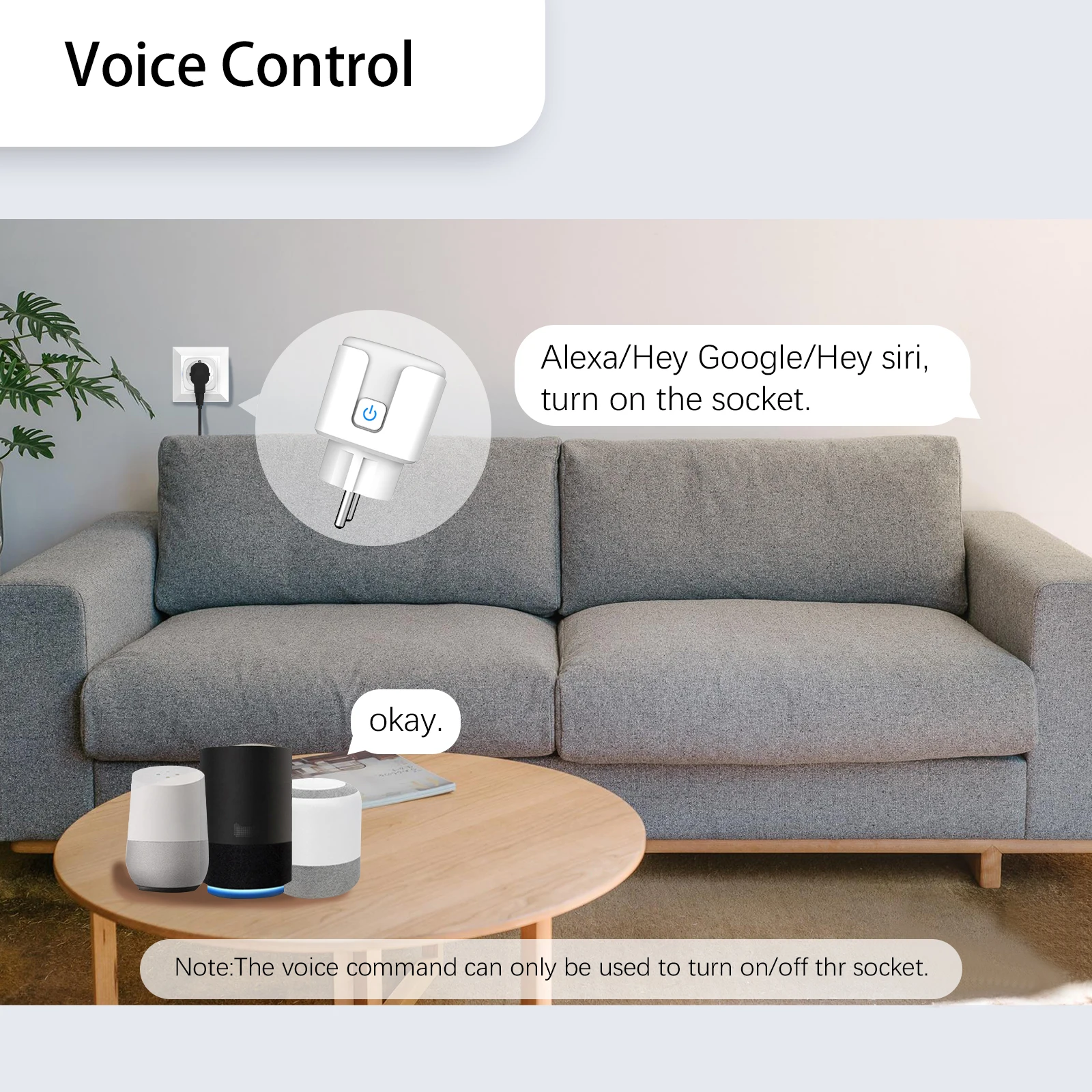Smart Wi-Fi Plug with Energy Monitoring, EU Standard, 16A/20A