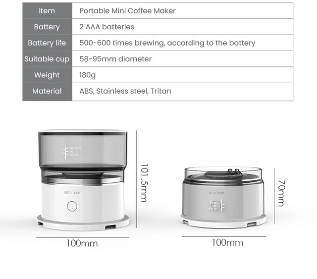 Portable Mini Coffee Maker Battery Powered Food Grade Material Fast Brewing  200ml Water Tank Travel Use Coffee Making Machine - AliExpress