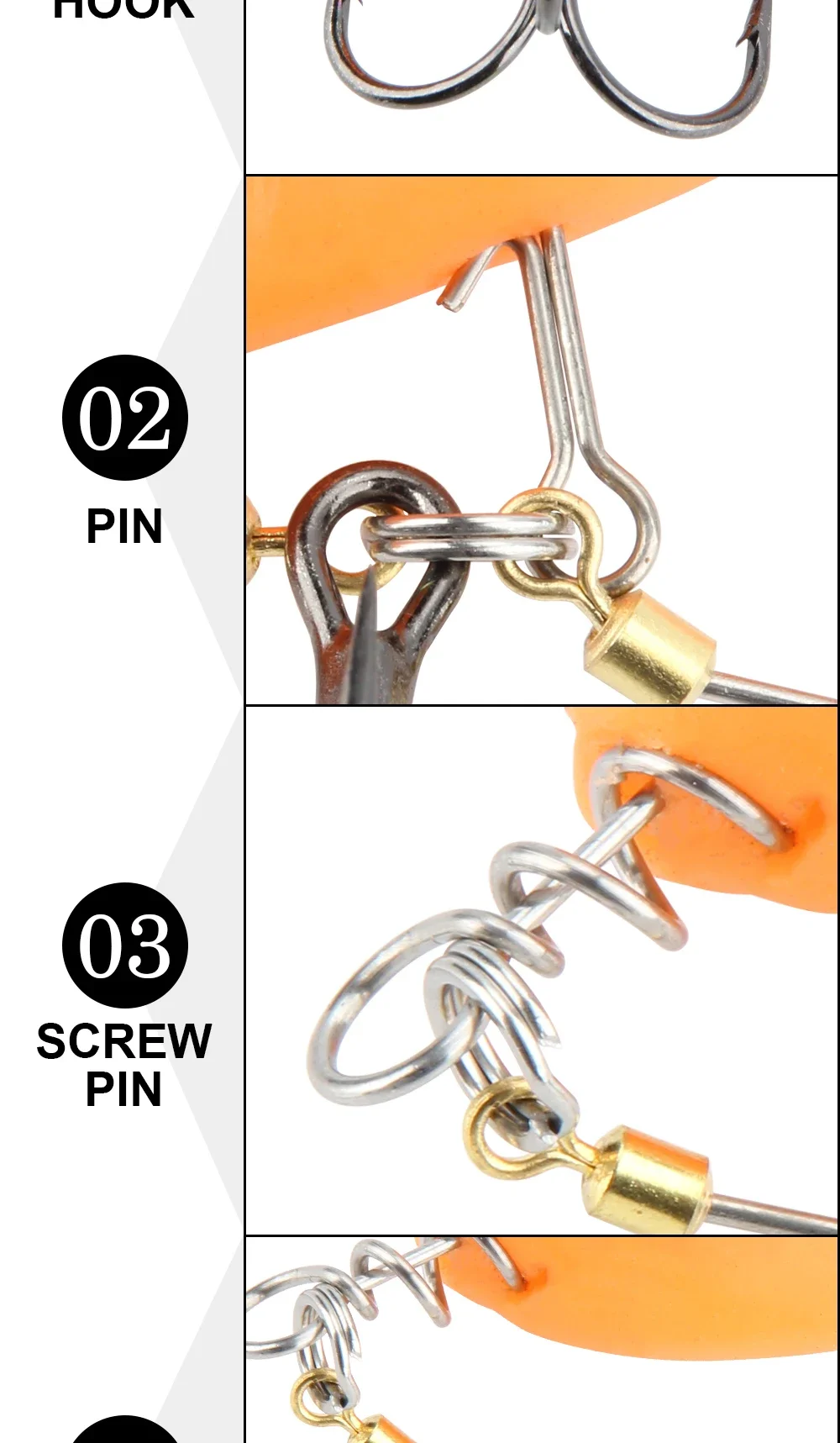 RoseWood Stinger Rig Haken für Softbait Shad Belly Pike Treble Angelhaken # 6 # 1 # 1/0 Kork Screw Spin Rig Bass Pesca Equipment – Detail 3