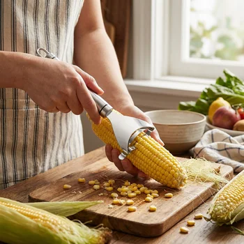 Home Y-Shaped Corn Peeler - Stainless Steel Fast Kernel Remover 3 Seconds Per Corn Kitchen Corn Shelling Lazy Tool 1