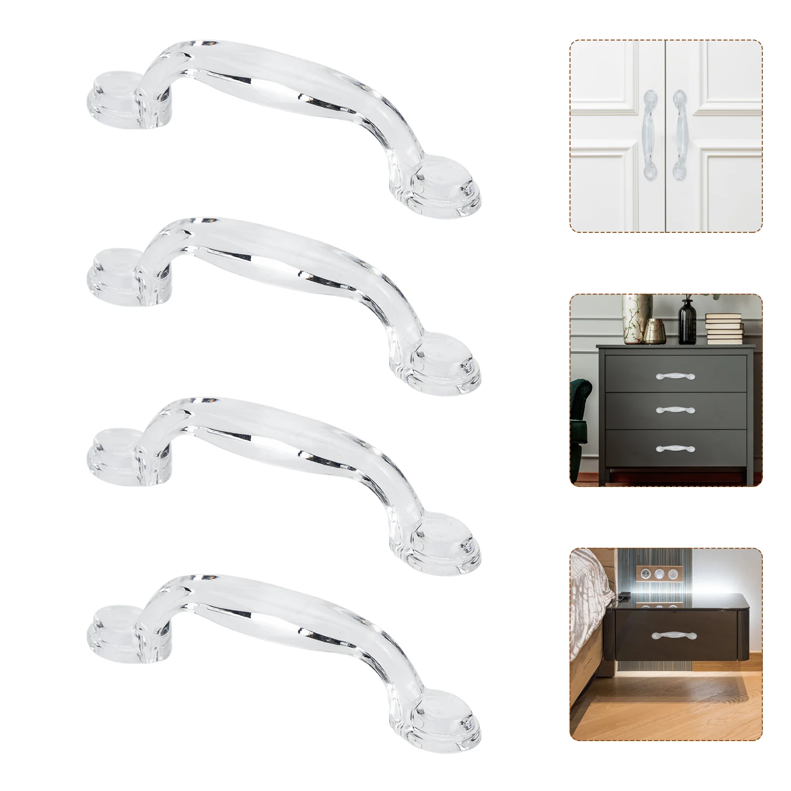 8 Pcs Handles Clear Closet Handles Exterior Wardrobe Knob Arc Door