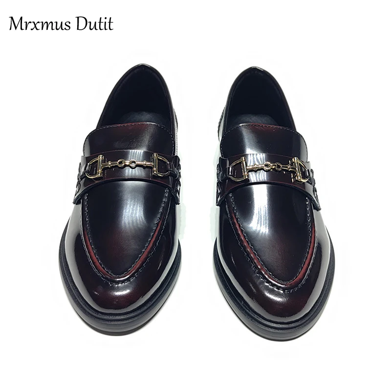 Mrxmus Dutit 2024 Fashion Women New England Style Genuine Leather Round Head Flats Shoes Casual Wild Simple Loafers Female