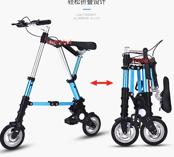 ミニ自転車　Wサス　ブレーキ付き 大人と子供のための超小型ポータブル折りたたみ自転車,ダブル
