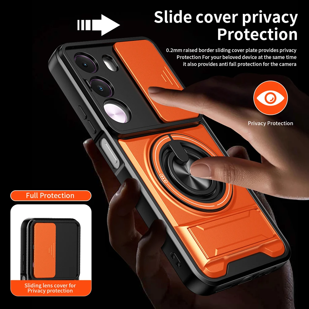 Shockproof Armor Magnetic Ring Holder Case - Enhanced Protection Back Shell