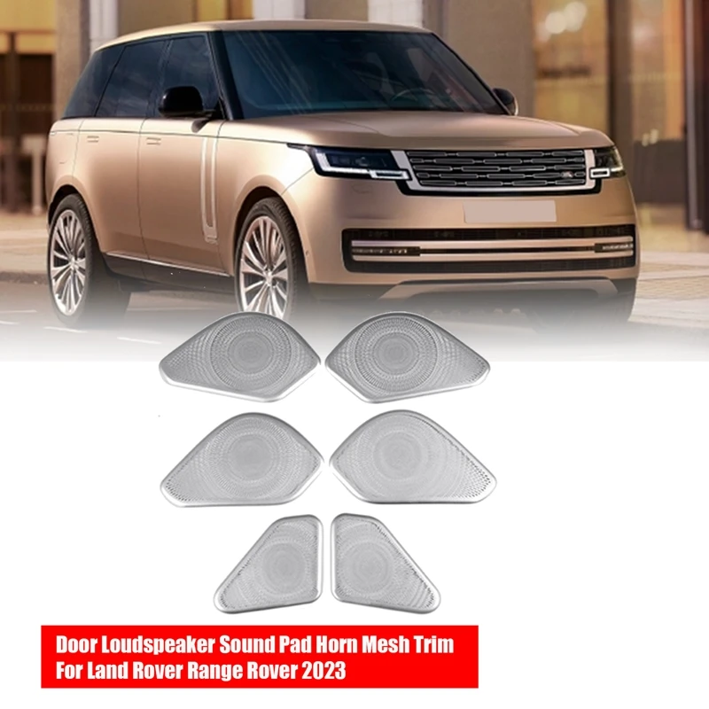 

1Set/6Pcs Door Loudspeaker Sound Pad Horn Mesh Cover Trim Part Kit For Land Rover Range Rover 2023 Car Interior Speaker Frame