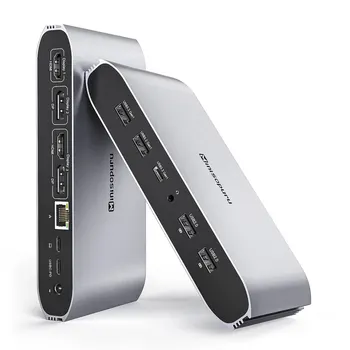 Minisopuru 디스플레이 링크 트리플 디스플레이 도킹 스테이션, MacBook M1 M2 Windows용, 2 HDMI 2 디스플레이 포트 PD RJ45 4 USB 포트 허브