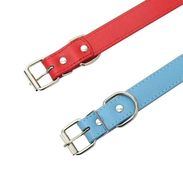 Solid Color Leather Dog Collar Adjustable Cat Necklace Puppy Neck Strap Suitable For Medium And Small Dogs Pet Supplies XS-XL 4