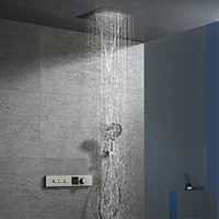 ระบบฝักบัวอาบน้ำทองเหลืองสีเทาแบบหรูหราพร้อมจอแสดงผล LED แบบดิจิตอลอุณหภูมิคงที่3ฟังก์ชั่นก๊อกน้ำในห้องน้ำ 2