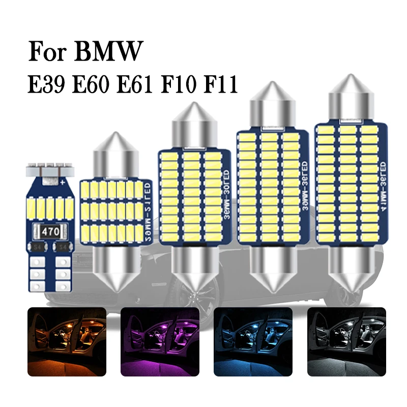 

For BMW 5 Series E39 E60 E61 F10 F11 530d 540i Vehicle LED Interior Map Dome Roof Light Kit Canbus Car Accessories