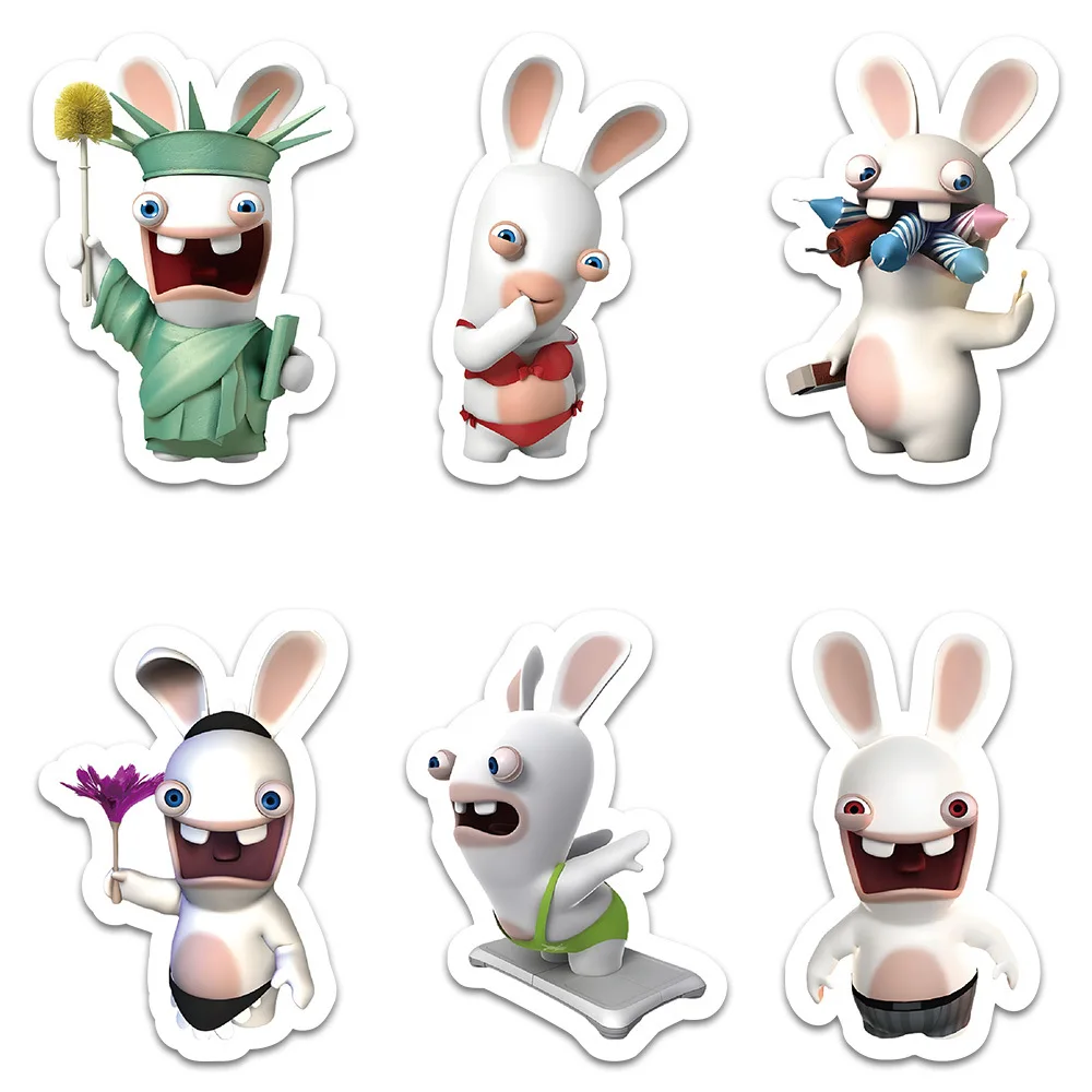 Rabbids Invasion Cartoon Stickers 10/30/50/104PCS Animation Decals Diary Scrapbook Luggage Laptop Phone Car Bike Skateboard Toy cartoon stickers decorative stickers animal stickers car sticker decal cartoon animal stickers