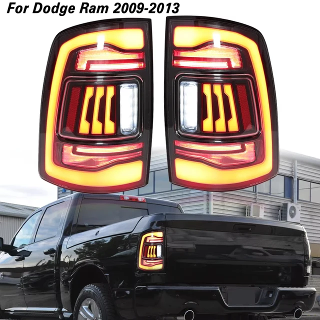 Pair Brake Tail Lights Housing Black For Dodge Ram 1500 2009-2018 Halogen LH+RH - Foto 6