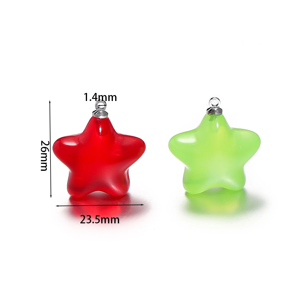 4 teile/los 23.5*26mm Gelee Farbe fünfzackigen Stern Acryl Charms Anhänger für Schmuck machen DIY handgemachte Armband Accessoires – Detail 2