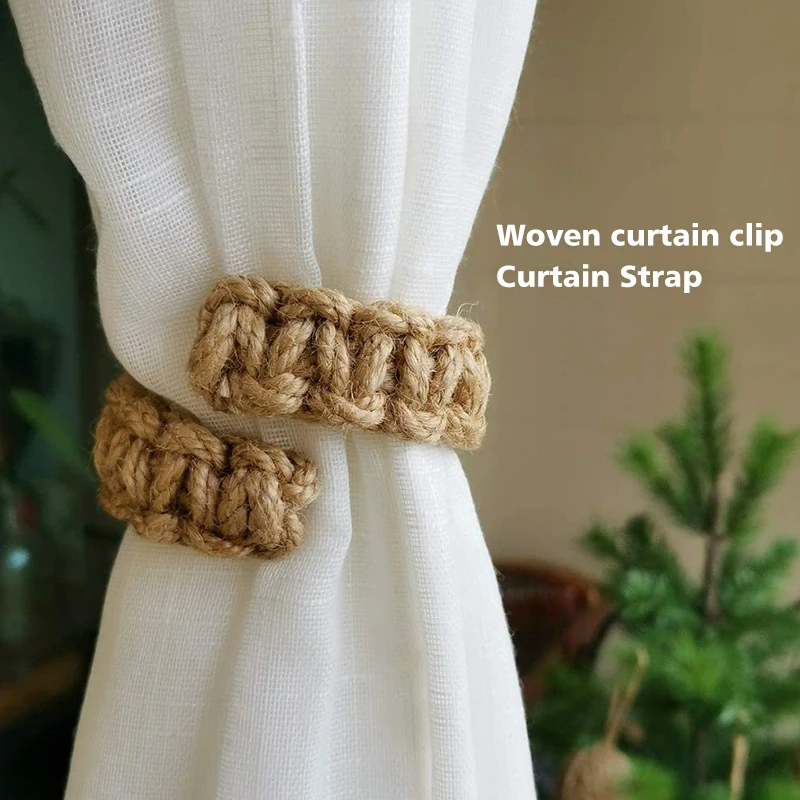 Jute Braided Curtain Holdback Rope Curtain Tiebacks For Decorative Holdbacks Fashion Woven Hanging Bandage Home Decor curtain tiebacks