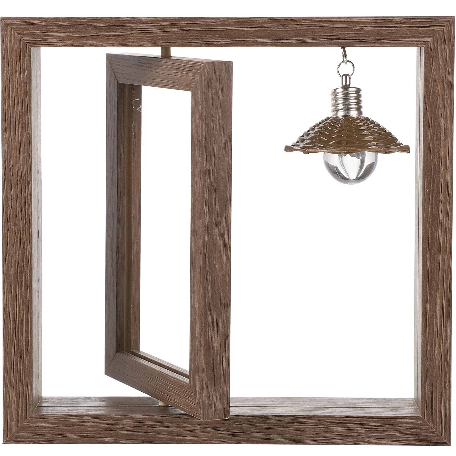 

Durable Simple Rotating Picture Frame Wood Rotating Photo Frame with Lamp
