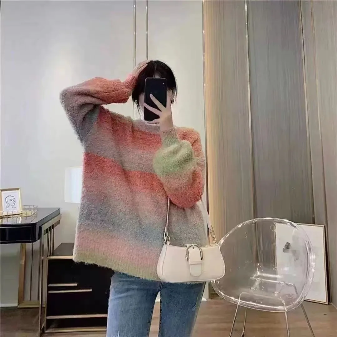Gradient hand-mixed wool group dyed scarf thread hand-crocheted wool loop yarn diy feature thread 3