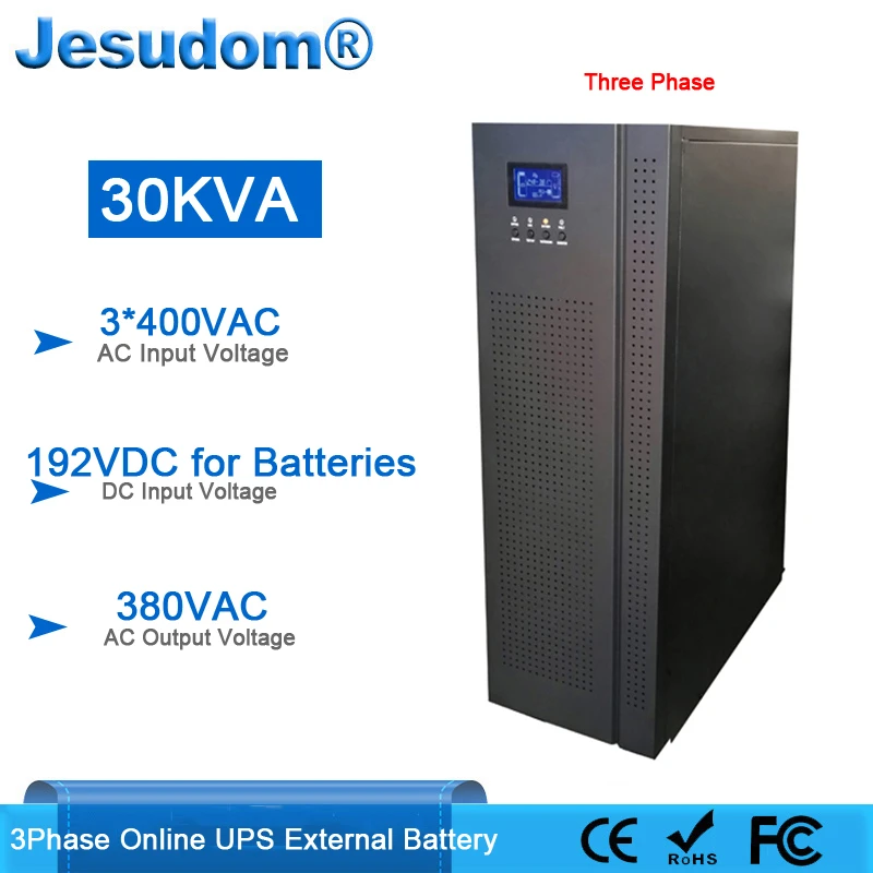 3Phase 30KVA UPS Online Uninterruptible Power Supply 192VDC External Battery Pure Sine Wave