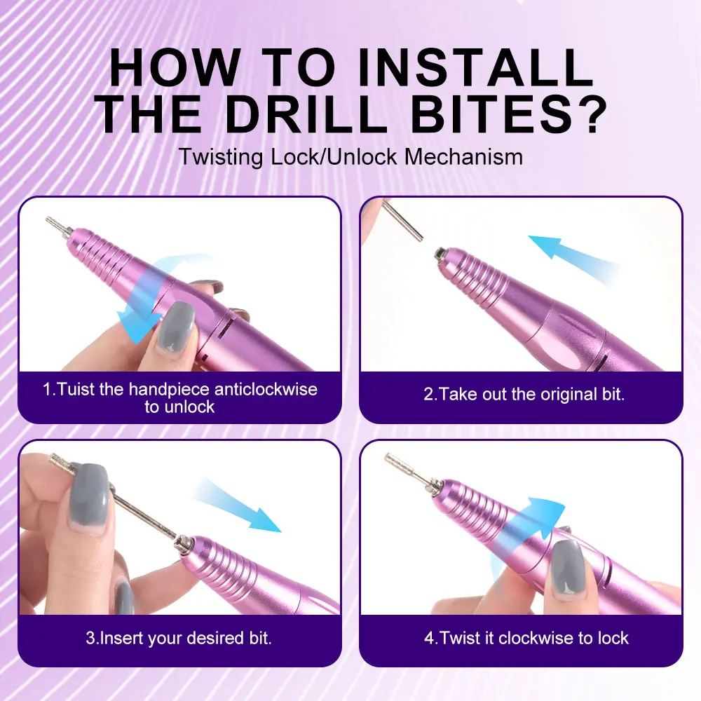 Professional Nail Polish Machine Carbon Brush 35000RPM Portable Electric Nail Drill Low Noise Sander Manicure Pedicure Tools 4