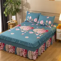 3pcs Sheet Set Luxury Household Bed Skirts Pillowcase Bedroom Decoration Soft Skin-friendly Non-slip Bedding Household Washable 5