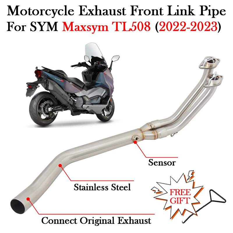 

Slip On For SYM Maxsym TL508 TL 508 2022 2023 Motorcycle Exhaust System Modify Escape Connect Original Muffler Front Link Pipe