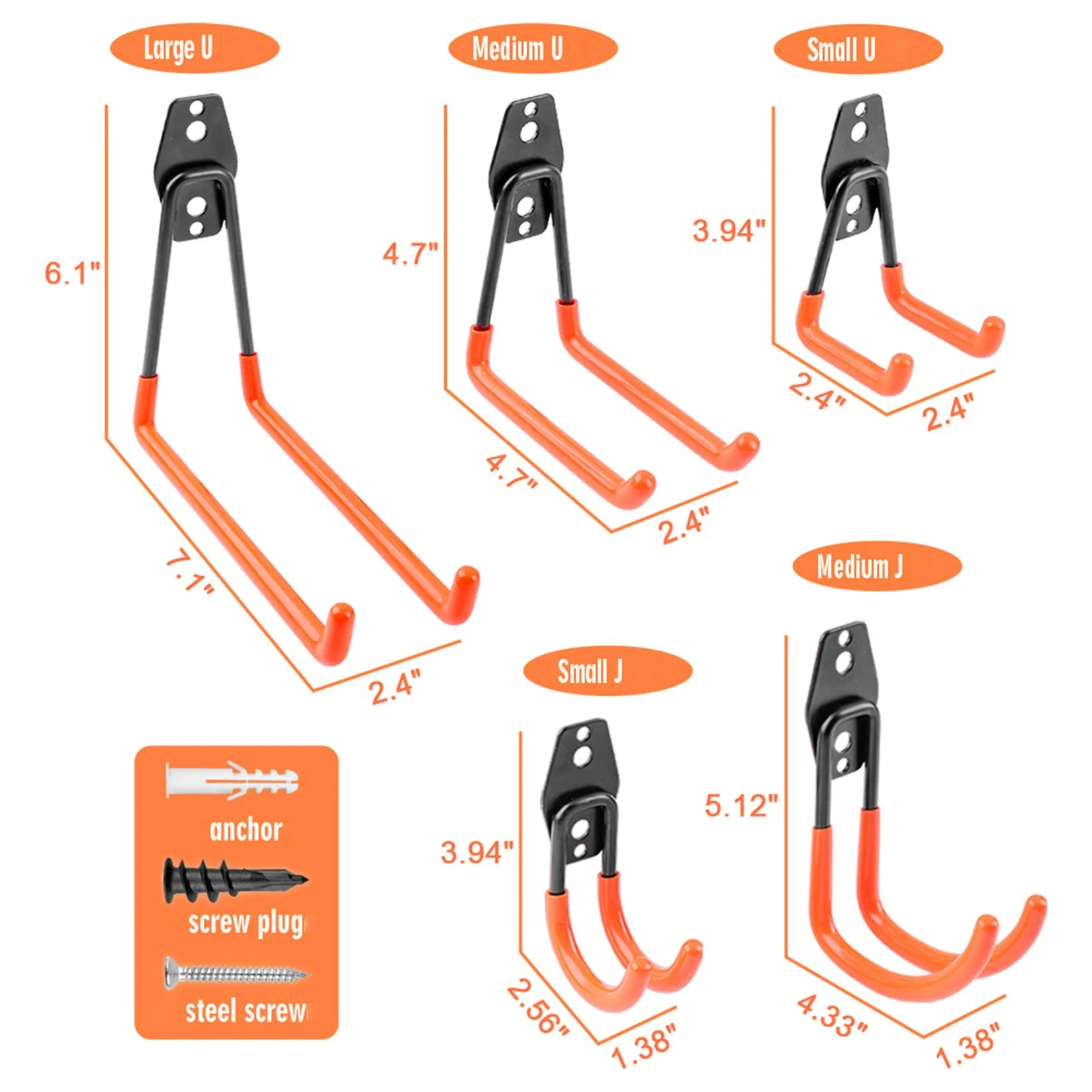 Wall Mount Hooks 1PC Heavy Duty Metal Hook Garage Organizer Wall Mount Bicycle Hanger Hooks Wall Mount Anti-slip Storage Hook Garage Storage Tool
