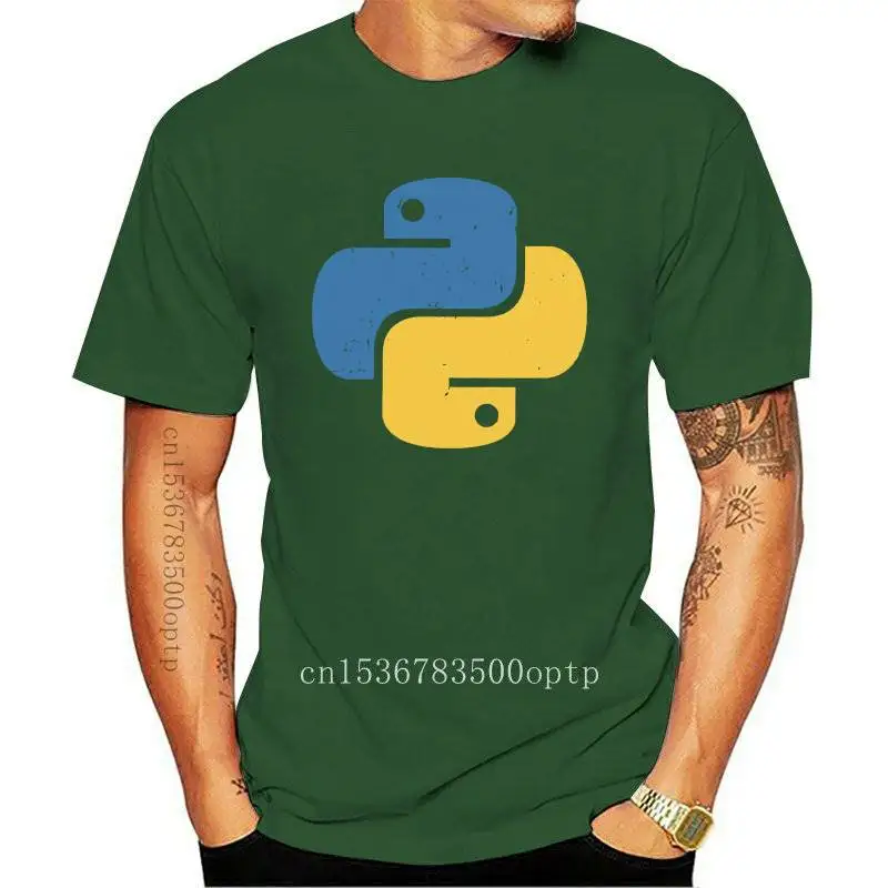 

New Vintage Python T-Shirt for Men Fashion Cotton T Shirt Distressed Programming Tshirt Programmer Developer Tee Clothes Gift Me