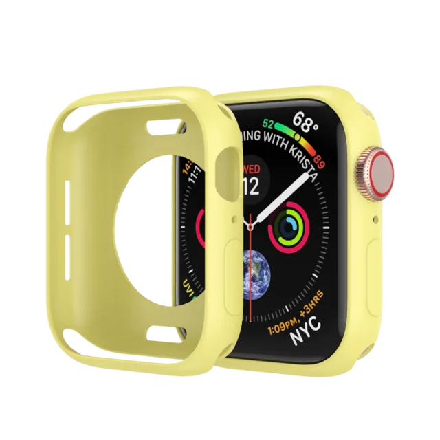 Candy Soft Silicone Case for Apple Watch 3 2 1 42MM 38MM Cover Protection Shell for iWatch 4 5 6 SE 44MM 40MM Watch Bumper black 8 yellow