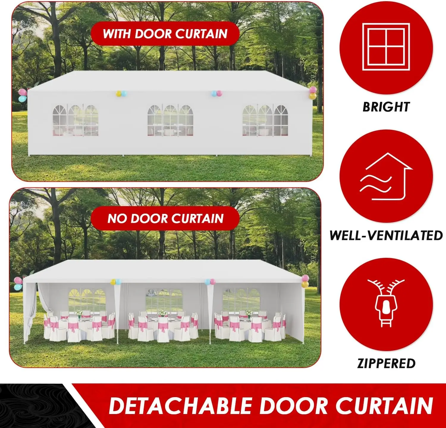 10x30 Party Tent Wedding Patio Gazebo Outdoor Carport Canopy Shade with Side 8 Removable Walls