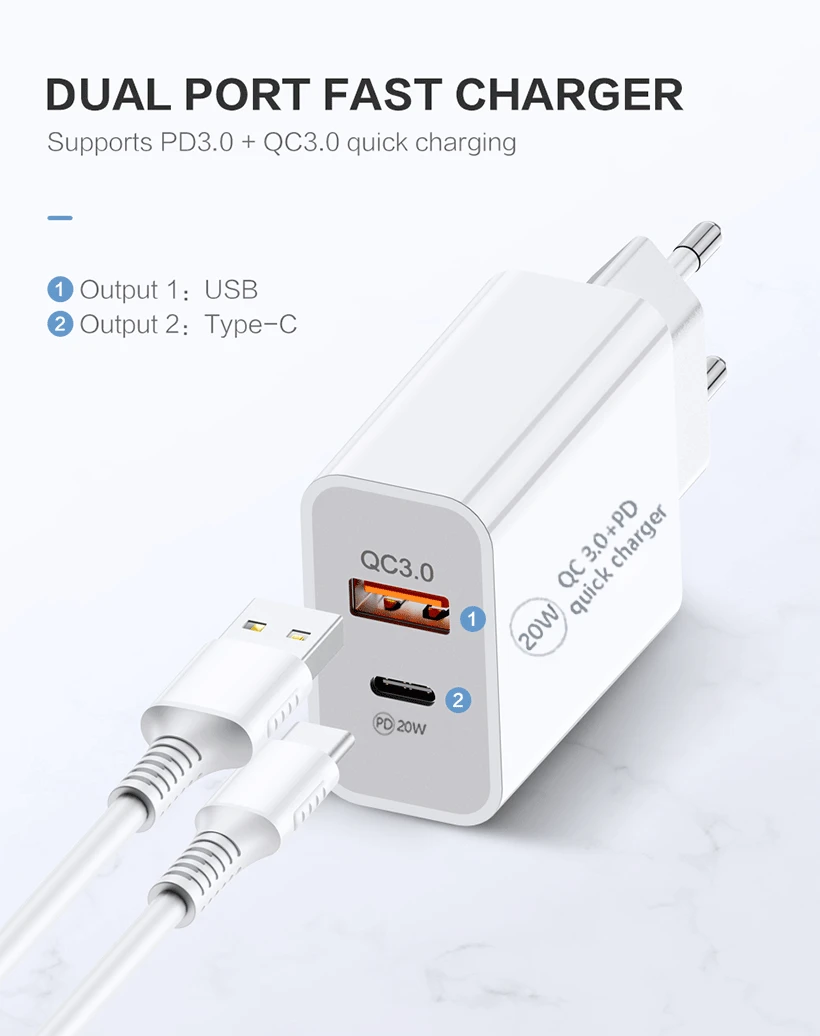 PD 20W USB Type C Charger LED Adapter Fast Phone Charge For iPhone 12 11 Pro Max X Xs Xr 7 AirPods iPad Huawei Xiaomi LG Samsung best 65w usb c charger