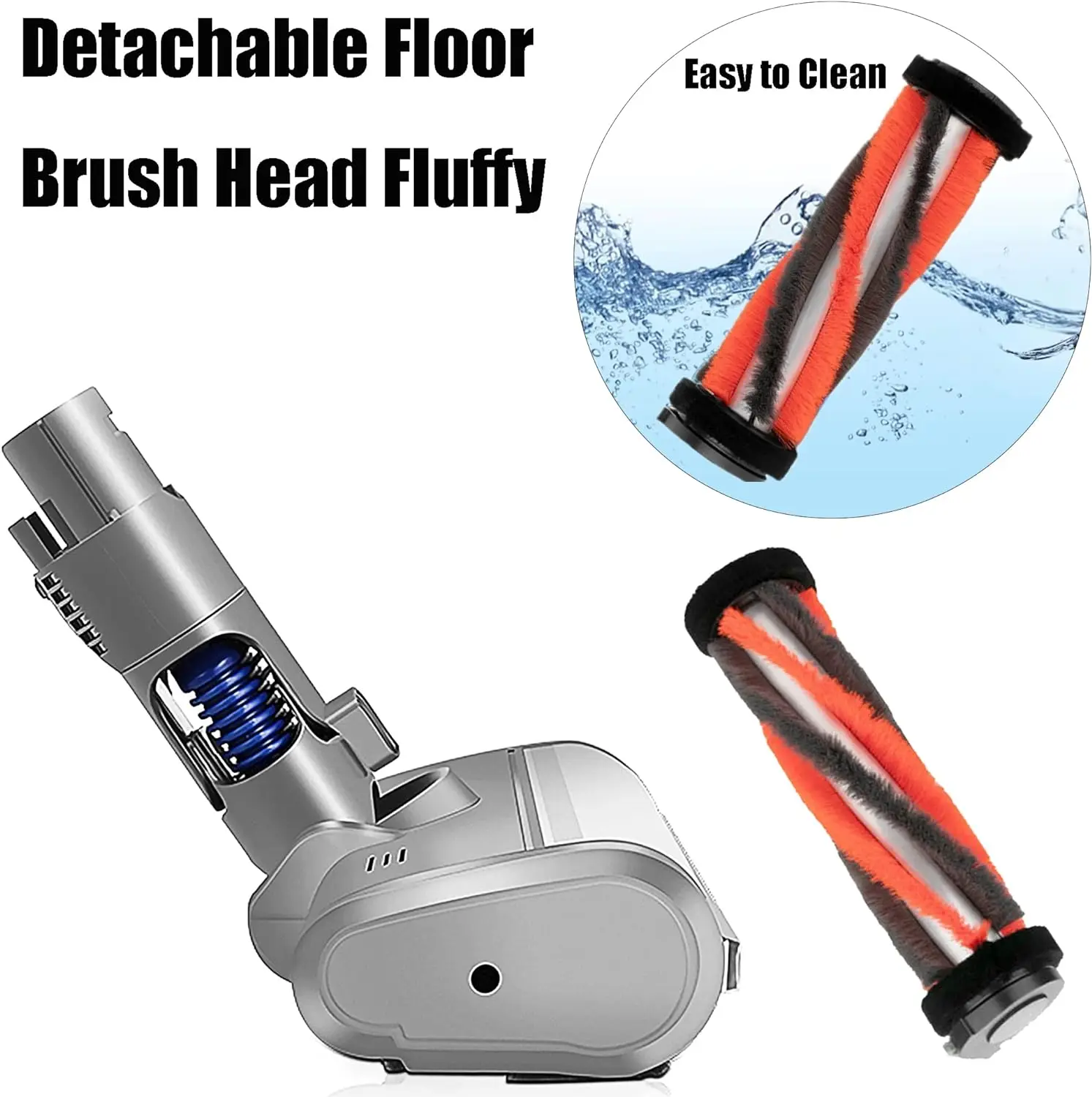 Brosse à rouleau électrique Hurized Turbo, compatible avec Dyson V6, DC58, DC59, DC61, DC62, dégagement rapide avec rouleau à poils pour tapis