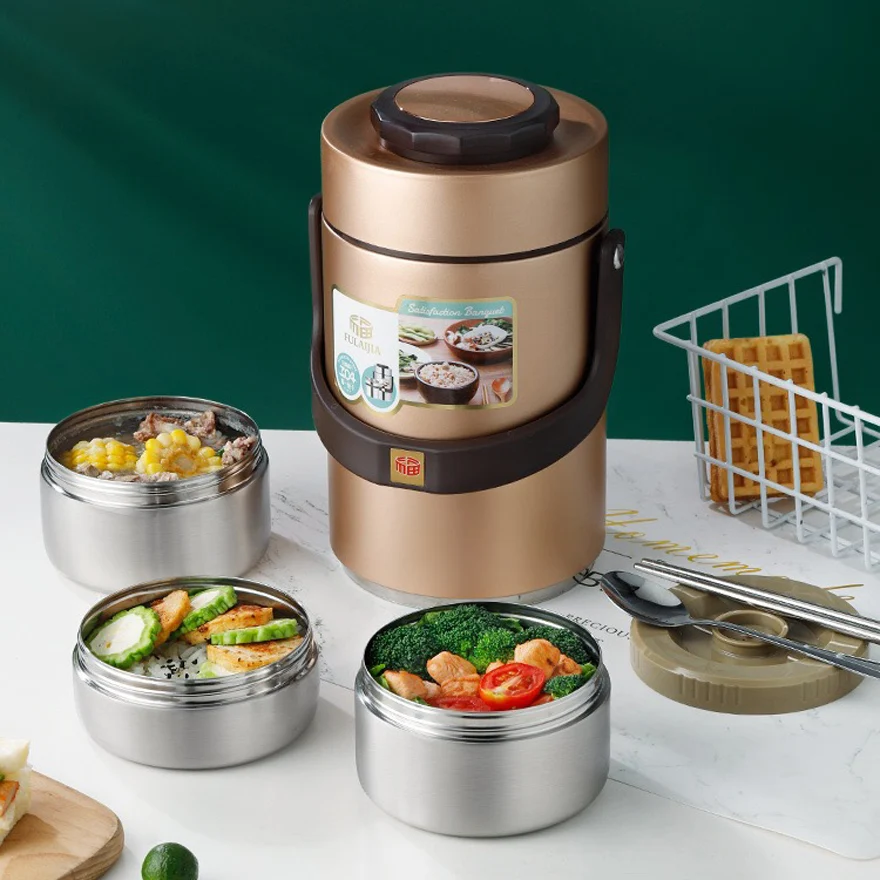Stainless Steel Vacuum Insulated Lunch Box Multilayer Portable Food