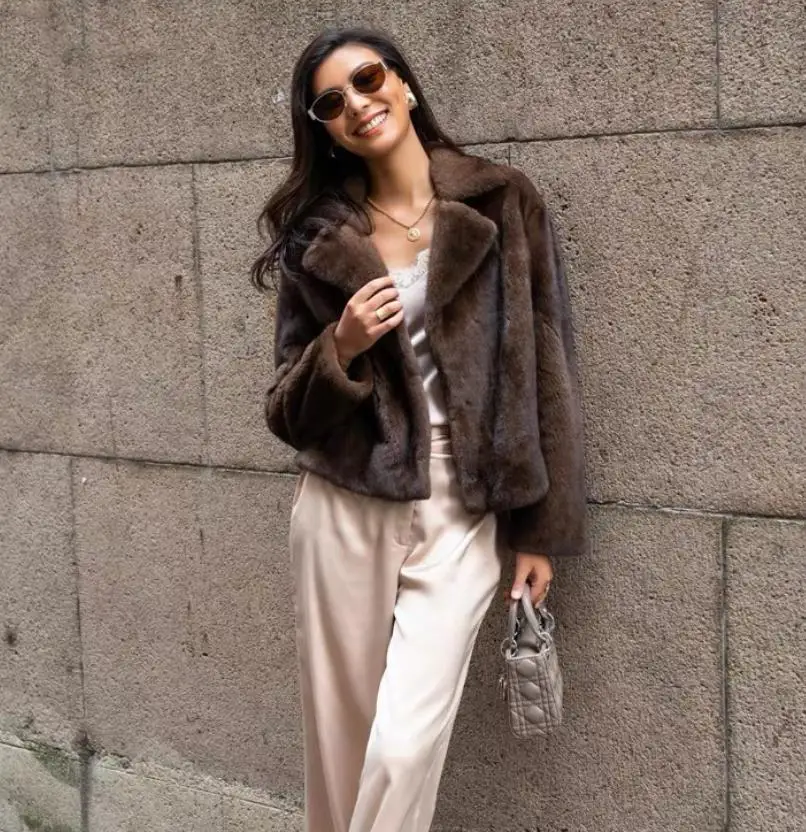 Women's 100% Genuine Mink Fur Jacket Winter Warmth Fashion European Street Style